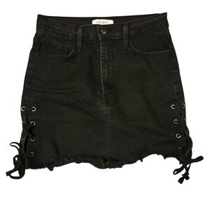 Vibrant Black Mini Skirt with Lace-Up Sides